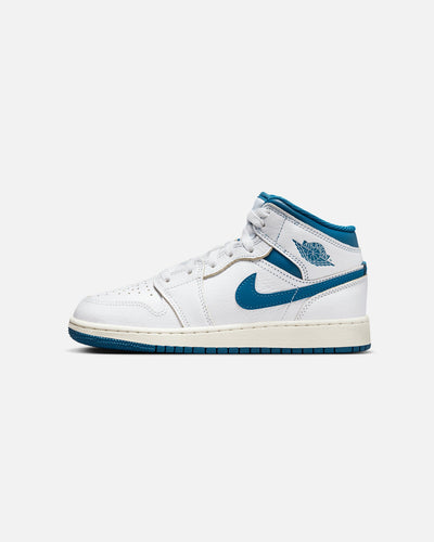 Jordan Kid's Air Jordan 1 Mid SE (GS) White/Industrial Blue