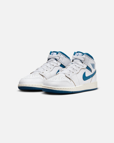 Jordan Kid's Air Jordan 1 Mid SE (GS) White/Industrial Blue