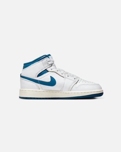 Jordan Kid's Air Jordan 1 Mid SE (GS) White/Industrial Blue